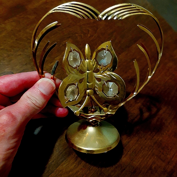 Heart and butterfly gold plated figurine - Picture 2 of 3